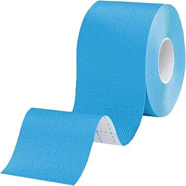 Imagem de Kinesio Tape Fita Bandagem Elástica Adesiva Rolo 5cm x 5m Funcional Fisioterapia Muscular Esporte Musculação Azul Evita Lesões Resistente A Umidade