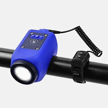 Imagem de ZKcasA Lâmpada LED para bicicleta com buzina elétrica MTB Mountain Bike Bell Farol USB recarregável Road Cycling Lâmpada dianteira Acessórios para bicicleta,Blue