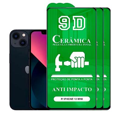 Imagem de Kit 3x Película Compatível com iPhone 13 Mini - 9D Cerâmica Protetora Resistente Anti Impacto Queda Choque Shock Flexível Nano Gel Compatível 3D 5D 100D