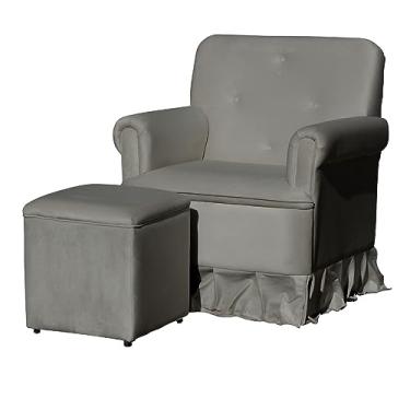 Imagem de Poltrona Laura Amamentação Balanço Mais Puff - Quarto Bebê Amamentação - Veludo - Estopar