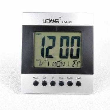 Imagem de Relógio Digital Despertador De Mesa Data Temperatura Le-8113 - Lelong