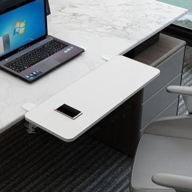 Imagem de Bandeja de teclado dobrável, projetada ergonomicamente, extensão de mesa sem perfuração, fácil de montar, braçadeira no apoio de braço do computador para mesa, adequada para mesas de escritó