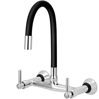 Imagem de Misturador de Cozinha Flexível Preto Parede 1/4 de Volta Acabamento:Volante C51