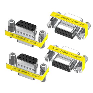 Imagem de WQAPVHBG DB9 9 pinos Serial RS232/485 Trocador de gênero para USB para RS232 Adaptador de porta serial de transferência de dados fêmea para fêmea 4 peças