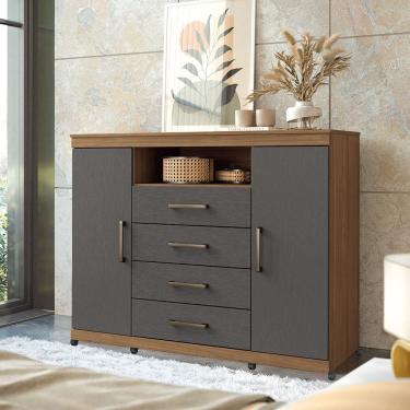 Imagem de Cômoda 2 Portas e 4 Gavetas com Rodízios Havana Master Santos Andirá