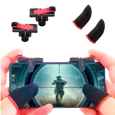 Imagem de Kit Gatilho e Luva de Dedo Gamer para Celular, Gamepad L1 R1 em Jogos de Ação