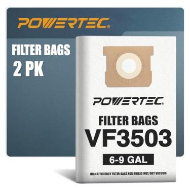 Imagem de POWERTEC VF3503 40153 Tamanho B Shop Vacuum Bags 2PK, 6-9 galões sacos de filtro/Shop Vac sacos de substituição para Ridgid HD9000, Workshop WS32090F2 (75016)