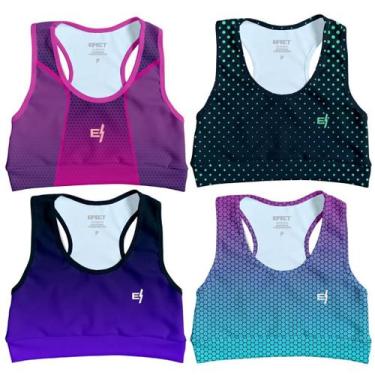 Imagem de Kit 4 Cropped Academia Feminino Fitness Top Treino Confortavel Estampa