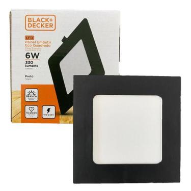 Imagem de Kit 10 Plafon Quadrado Embutir 6w Preto 12x12 Branco Frio 6500K - Blac