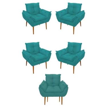 Imagem de Kit 05 Poltrona Opala Sofá Sala, Quarto, Escritório Suede - B BALAQUI 