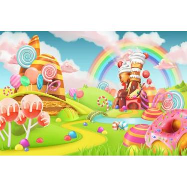 Imagem de Painel de Lona Terra dos Doces Balas e Guloseimas - Fabrika de Festa, 