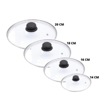 Imagem de Jogo 4 tampas de vidro para panela modelos 14/16/18 e 20 cm - DASSHAUS