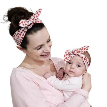 Imagem de Faixa de Cabelo Cabeça Turbante Mamãe e Filha Coração - anjo da mamãe,