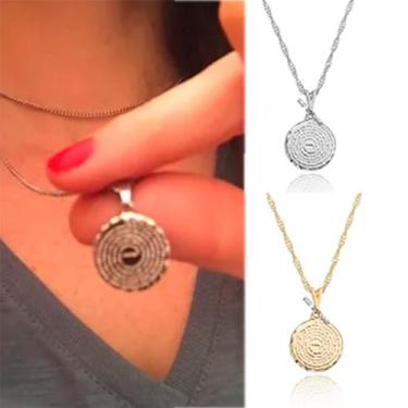 Imagem de colar corrente pai nosso aço inox folheado a ouro redondo medalha garg