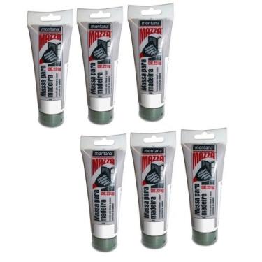 Imagem de Kit 6 Montana Massa Madeira P/ Calafetar Cor Branco 220g