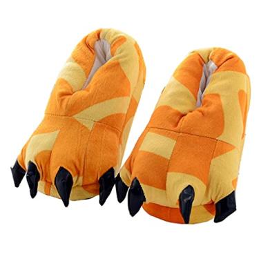 Imagem de Pantufas fofas de animais de pelúcia para adultos, felpudas, quentes, para casa, Girafa, Medium