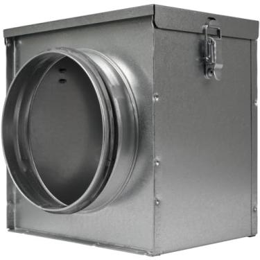 Imagem de Caixa de filtro de duto de 15 cm - Filtros de secador em linha de aço galvanizado - Conexões de duto redondo com juntas de borracha - Armadilha de fiapos de fácil manutenção