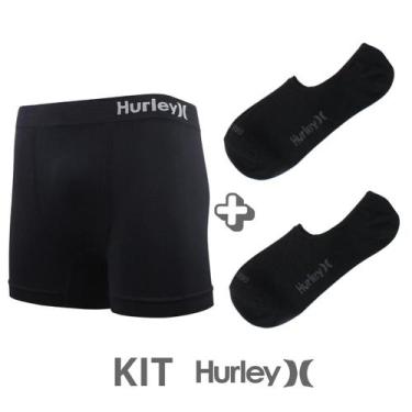 Imagem de Kit 2 Pares de Meia + 1 Cueca Boxer Hurley Seamless, Preto, M