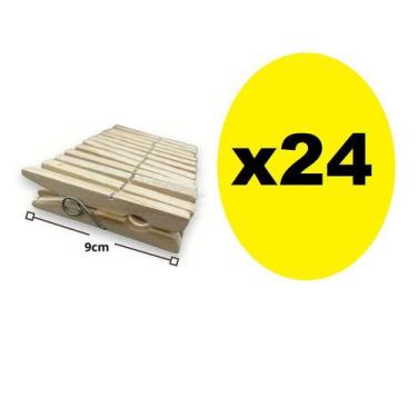 Imagem de 24 Unidades Prendedor De Roupa Gigante de Madeira 9cm - Lynx produções