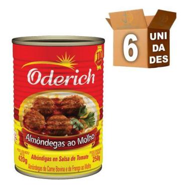 Imagem de Kit 6 Almondega Ao Molho Oderich Enlatada 420g