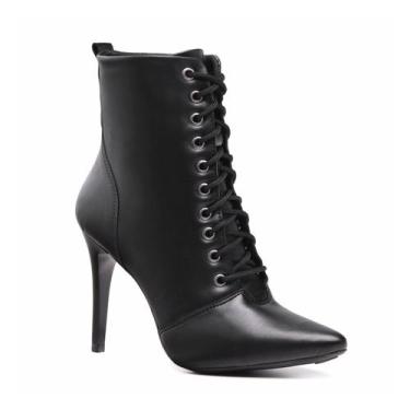 Imagem de Bota Feminina Preta de Bico Fino Salto Confortável Envio Já - E-commer
