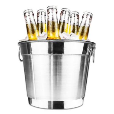 Imagem de Balde Para Gelo E Cerveja Gin Whisky 7 Litros Alumínio Puro - JJVERAS