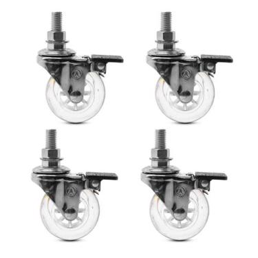 Imagem de Kit 4 Unidades Rodizio Giratorio Silicone Gel 50mm Parafuso 3/8 Com Fr