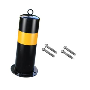 Imagem de MERIGLARE Poste de segurança de entrada de garagem de barreira de estacionamento de metal amarelo e preto resistente para estacionamentos coluna de alerta de, 30cm X 11.4cm