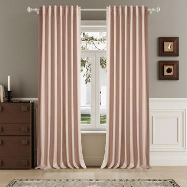 Imagem de Cortinas rosa bebê 102 polegadas de comprimento, cortinas blackout 100% 203 cm extra largas para quarto, isolamento térmico, cancelamento de ruído, plissado, fita de cabeçalho anel, aba traseira,