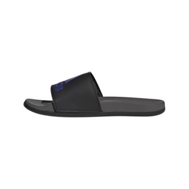 Imagem de adidas Sandália esportiva unissex Adilette Comfort, Preto/azul claro/carvão, 18 Women/17 Men