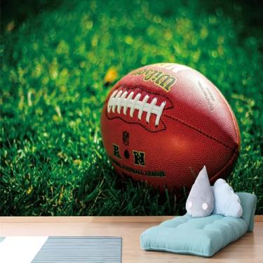 Imagem de Lcythiazole Mural de papel de parede moderno autoadesivo removível personalizável 3D futebol americano rugby papel de parede para quarto infantil sala de estar