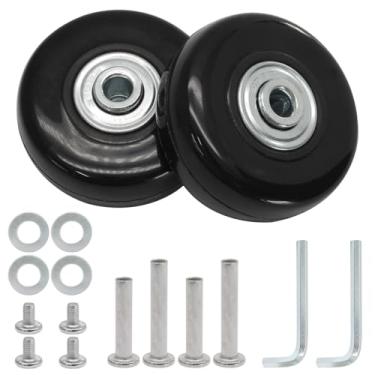 Imagem de Qjaiune Conjunto de 2 rodas de bagagem de substituição, rodas de mala de 50 mm x 18 mm, rodas giratórias de borracha com acessórios de instalação, rodas de substituição de bagagem para caixa de trólei