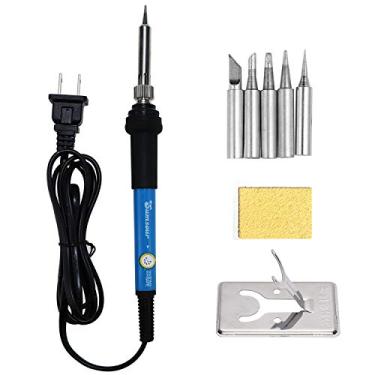 Imagem de 110V 60W Adjustable Temperature Electric Soldering Iron Welding Rework Repair Tool With 5pcs Solder Tip US Plug