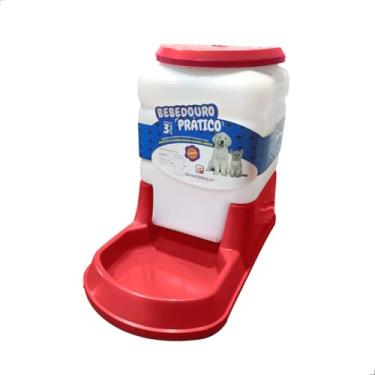 Imagem de Bebedouro Pratico Automatico c/Dispenser Caes e Gatos - Alvorada (Vermelho, 3 Litros)