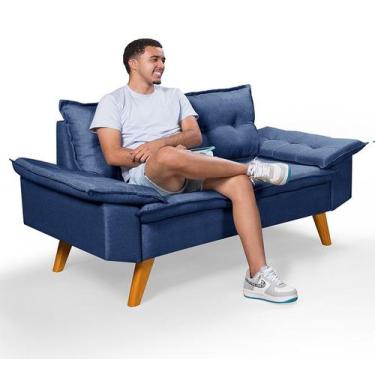 Imagem de Sofá 2 Lugares Bariloche em Linho Essencial Estofados,  Azul