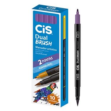 Imagem de Marcador Artístico Aquarelável Dual Brush, CIS, Lilás, Caixa com 10 unidades