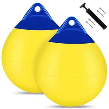 Imagem de Boia de amarração de barco de 30,5 cm, pacote com 2, bola redonda para para-lamas de barco, bola de boia de barco, pára-choques inflável, âncora, boia, bola de amarração adequada para iates, marinas