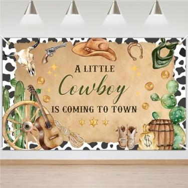 Imagem de Avezano Banner Cowboy Baby Shower Banner A Little Cowboy Is Coming To Town Tema Velho Oeste Decorações de Festa de Chá de Bebê Banner para Meninos Crianças Crianças Aniversário Recém-nascido (1,8 x