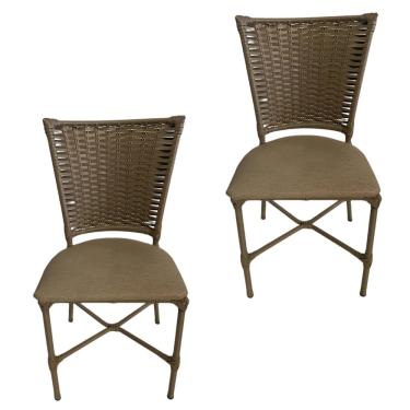 Imagem de 2 Cadeira Vivara Mesa Jantar Estofada Cozinha Fibra Sintética Areia