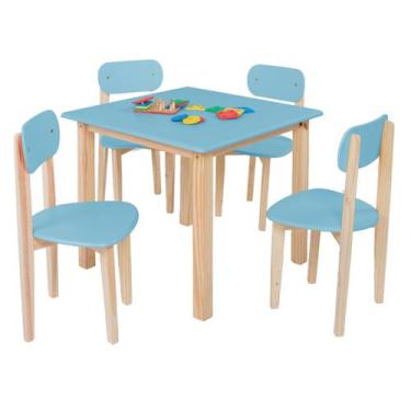 Imagem de Kit Mesa e 4 Cadeiras Infantil Colorê 65x65 Com Varias Cores - PoloSho