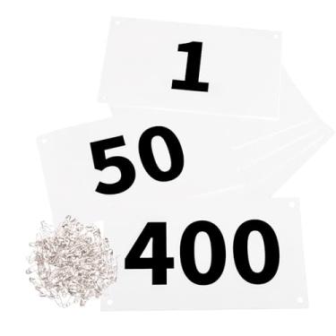 Imagem de Azarxis Número de competidor de babador de corrida com pinos de segurança, Tyvek à prova de rasgos à prova d'água 10 cm x 18 cm para eventos de corrida de maratona (1-400)