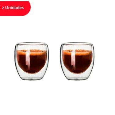 Imagem de Jogo Copos de Vidro Parede Dupla de 80ml 2/3/4/5/6 Unidades - JOCENTER