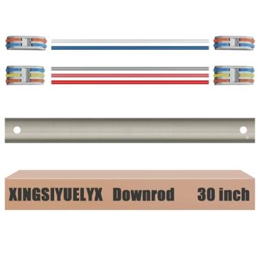 Imagem de XINGSIYUELYX Haste De Fixação Para Ventilador Teto 30", 【1 Diâmetro Externo】, Níquel Escovado, Estendida, Incluindo 4 Conectores Fio E 5 Fios Extensão (Sem Rosca)