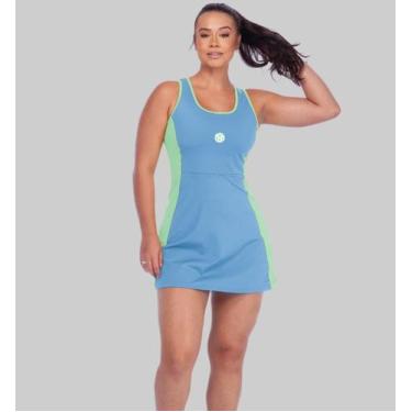 Imagem de Vestido Feminino Esportivo De Beach Tennis Bicolor Modelo Regata Short