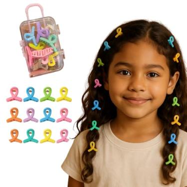 Imagem de Kit com 10 Presilhas de Cabelo Infantis Coloridas Acessórios para Meninas com Malinha Divertida para Organização e Presente (Laço Doce)