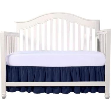 Imagem de Saia para cama de berço 71 cm x 132 cm com 35,5 cm de altura – cantos divididos com babados, microfibra – respirável, durável, elástico ajustável, roupa de cama macia para bebês meninos e meninas