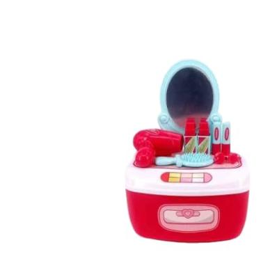 Imagem de Conjunto de Brinquedo Infantil Penteadeira com Secador de Cabelo, Espelho e Acessórios, Vermelho e Branco