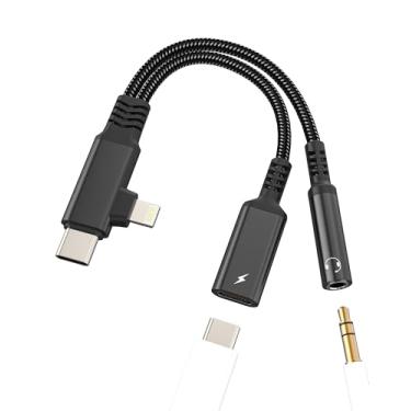 Imagem de Carregador de áudio Lightning USB C para auxiliar divisor (2 em 1) para fone de ouvido Apple 3,5 mm adaptador para iPhone 16 15 14 13 Pro Max tipo C cabo de carregamento para iPad compatível com