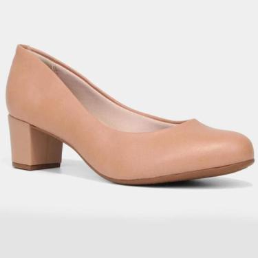 Imagem de Scarpin Beira Rio Boneca Salto Bloco Baixo - Nude, 37