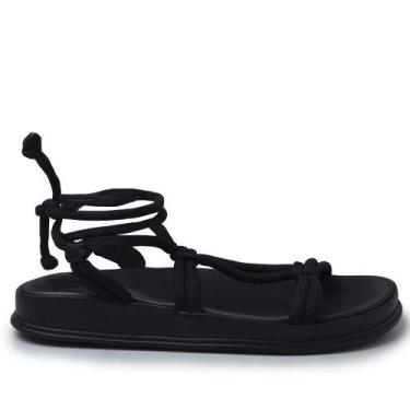 Imagem de Sandália Papete Moleca Feminina com Amarração 5509.107, 36, Preto